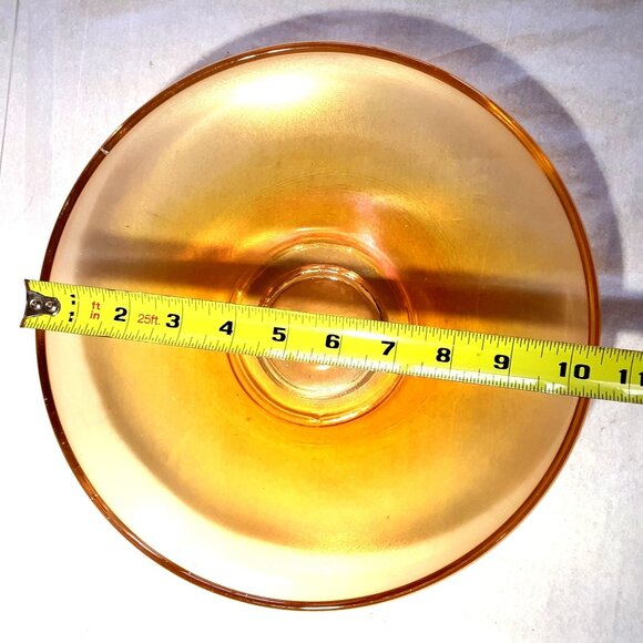 Moderne by Jeannette? 10" bowl Marigold Carnival Glass Iridescent Luster Fall - Picture 4 of 5